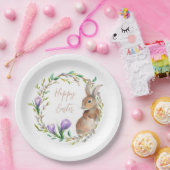 Vintages Kaninchen Blumenkranz Blume Osterfest Pappteller (Party)