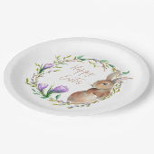 Vintages Kaninchen Blumenkranz Blume Osterfest Pappteller (Schrägansicht)