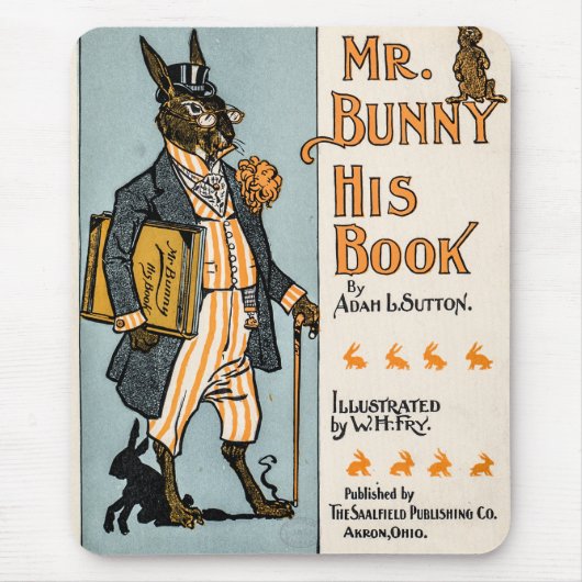 Vintages Kaninchen Bunny with Book - Lehrer, Stude Mousepad (Vorne)