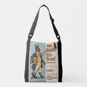 Vintages Kaninchen Bunny with Book - Lehrer, Stude Tragetaschen Mit Langen Trägern