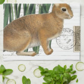 Vintages Kaninchen Französisches Script Handtuch (Gefaltet)