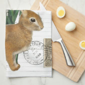 Vintages Kaninchen Französisches Script Handtuch (Viertel Falte)