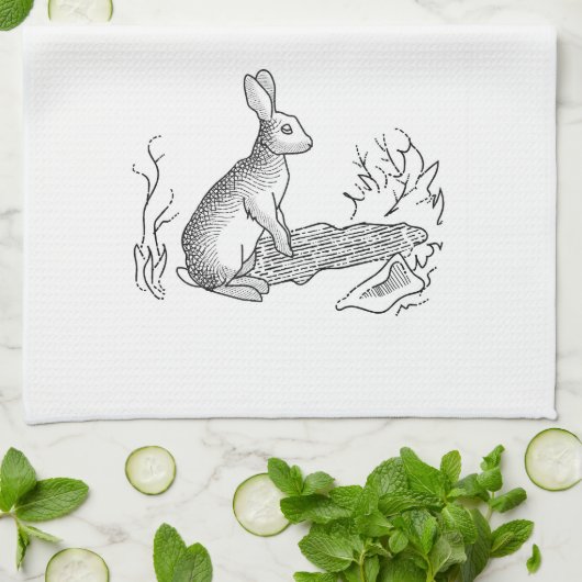 Vintages Kaninchen Geschirrtuch (Gefaltet)