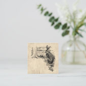 Vintages Kaninchen Illustriert Bunny Art Begleitkarte (Stehend Vorderseite)