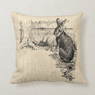 Vintages Kaninchen Illustriert Bunny Art Kissen