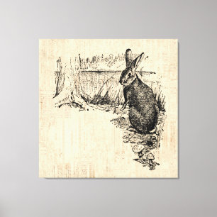 Vintages Kaninchen Illustriert Bunny Art Leinwanddruck
