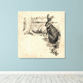 Vintages Kaninchen Illustriert Bunny Art Leinwanddruck (Insitu (Holzboden))