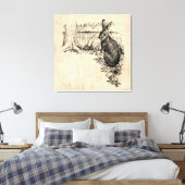 Vintages Kaninchen Illustriert Bunny Art Leinwanddruck (Insitu (Schlafzimmer))