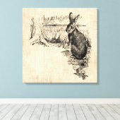 Vintages Kaninchen Illustriert Bunny Art Leinwanddruck (Insitu (Holzboden))
