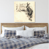 Vintages Kaninchen Illustriert Bunny Art Leinwanddruck (Insitu (Schlafzimmer))