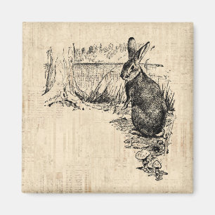 Vintages Kaninchen Illustriert Bunny Art Magnet