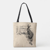 Vintages Kaninchen Illustriert Bunny Art Tasche (Rückseite)
