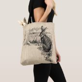 Vintages Kaninchen Illustriert Bunny Art Tasche (Von Nahem)