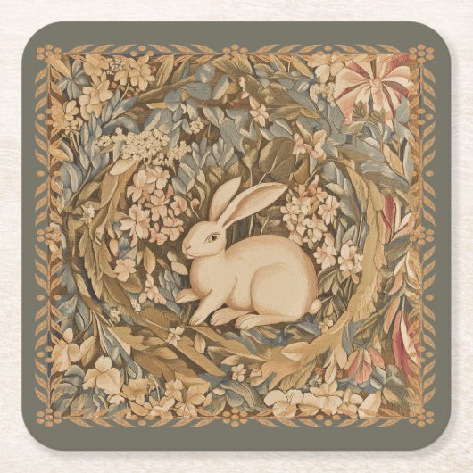 Vintages Kaninchen im mittelalterlichen Stil Rechteckiger Pappuntersetzer (Vorderseite)