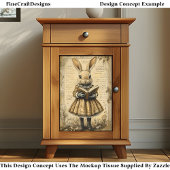 Vintages Kaninchen & Offenes Buch CT7 Entschlüssel Seidenpapier