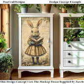 Vintages Kaninchen & Offenes Buch CT7 Entschlüssel Seidenpapier