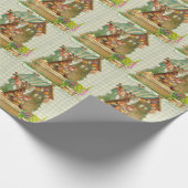 Vintages Kaninchen und Ostereier  Geschenkpapier (Ecke)