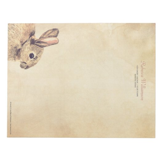 Vintages Kaninchendiagramm Personalisierter Notepa Notizblock (Vorderseite)