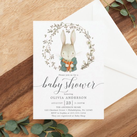 Vintages Kaninchengeschlecht - Neutrale Babydusche Einladung