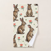 Vintages Kaninchenmuster Badhandtuch Set (Handtuch)