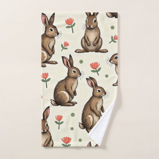 Vintages Kaninchenmuster Badhandtuch Set (Handtuch)
