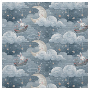 Vintages Kaninchenmuster Blaue Kaninchen Druckmate Stoff