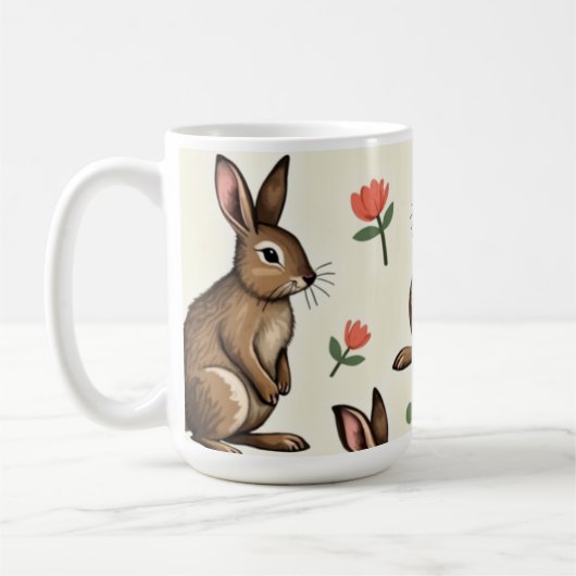 Vintages Kaninchenmuster Kaffeetasse (Links)