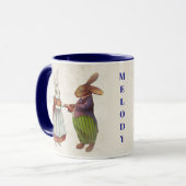 Vintages Kaninchenpaar in Viktorianischer Kleidung Tasse (Vorderseite Links)