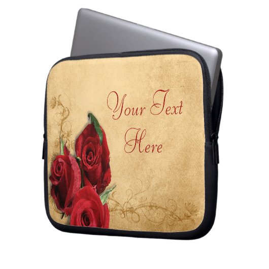 Vintages Karamellbraun und Rose Laptopschutzhülle (Vorderseite Links)