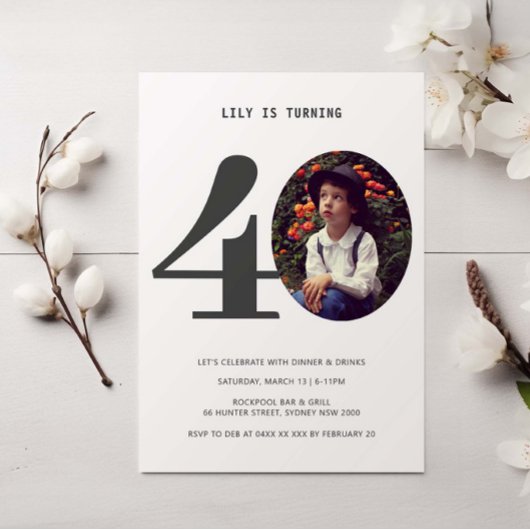 Vintages Kariertes 40. Geburtstag Foto Einladung