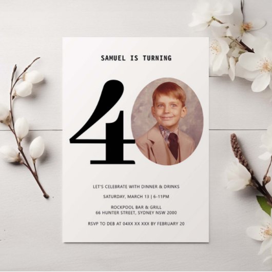 Vintages Kariertes 40. Geburtstag Foto Einladung