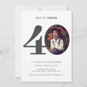 Vintages Kariertes 40. Geburtstag Foto Einladung (Vorderseite)