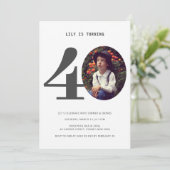 Vintages Kariertes 40. Geburtstag Foto Einladung (Stehend Vorderseite)