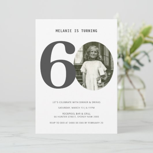 Vintages Kariertes 60. Geburtstag Foto Einladung (Stehend Vorderseite)