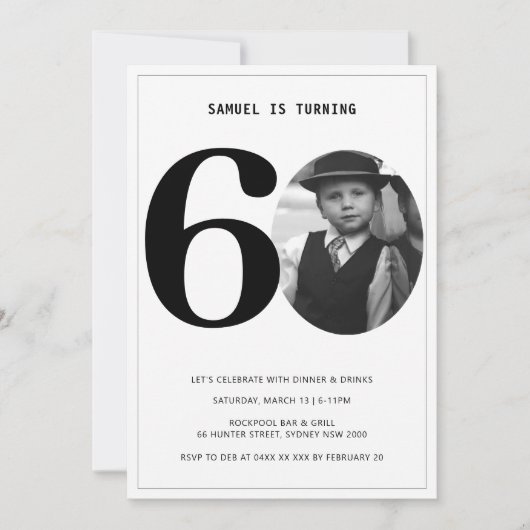 Vintages Kariertes 60. Geburtstag Foto Einladung (Vorderseite)