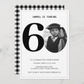 Vintages Kariertes 60. Geburtstag Foto Einladung (Vorne/Hinten)