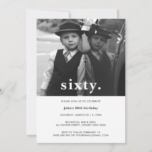Vintages Kariertes 60. Geburtstag Foto Einladung (Vorderseite)