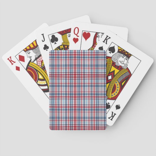 Vintages, kariertes, blaues Muster Spielkarten (Rückseite)