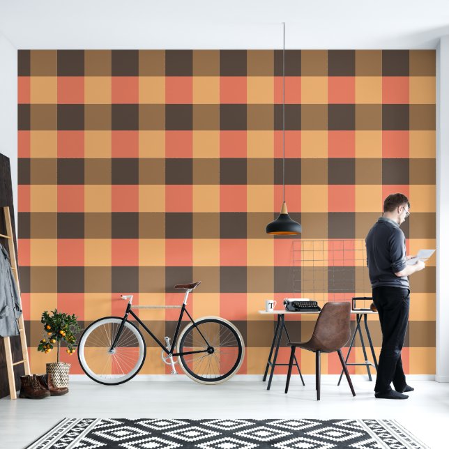 Vintages kariertes Muster Tapete (Wohnbereich)
