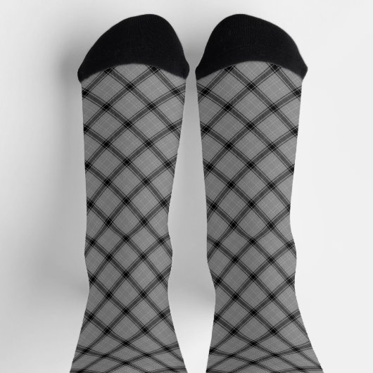 Vintages kariertes schwarz-weißes Diagonalmuster Socken (Oben)
