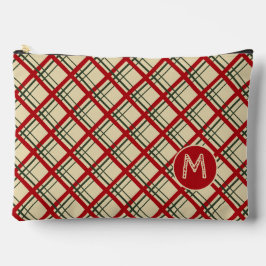 Vintages Kariertes Tartan Monogramm-Design Zubehörtasche