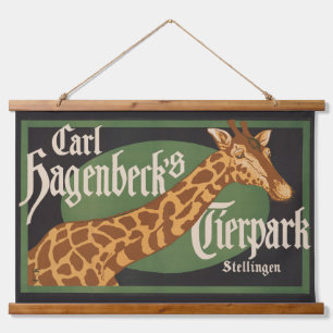 Vintages Karl Hagenbecks Tierpark Circus Poster Wandteppich Mit Holzrahmen