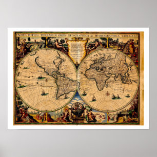 Vintages Karten-Nova totius terrarum 1625 Poster