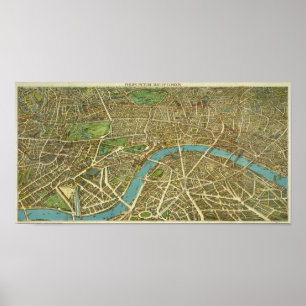 Vintages Karten-Plakat 1908 Londons Poster