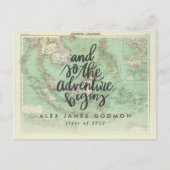 Vintages Kartenabenteuer beginnt einzigartiger Abs Einladungspostkarte (Vorderseite)