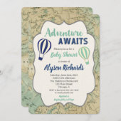 Vintages Kartenabenteuer erwartet die Babydusche Einladung (Vorne/Hinten)