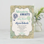 Vintages Kartenabenteuer erwartet die Babydusche Einladung (Stehend Vorderseite)