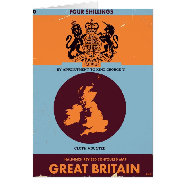 Vintages Kartenbuchcover von Großbritannien. (Vorne)