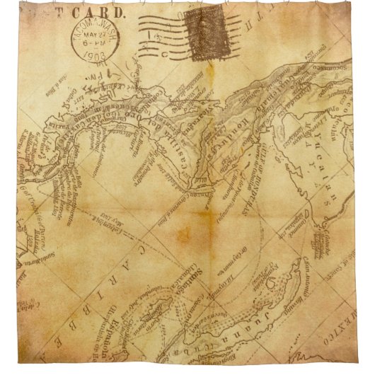 Vintages Kartenhintergrundpapier Duschvorhang (Vorderseite)