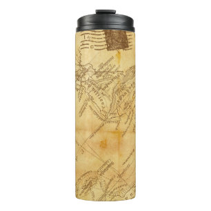 Vintages Kartenhintergrundpapier Thermosbecher